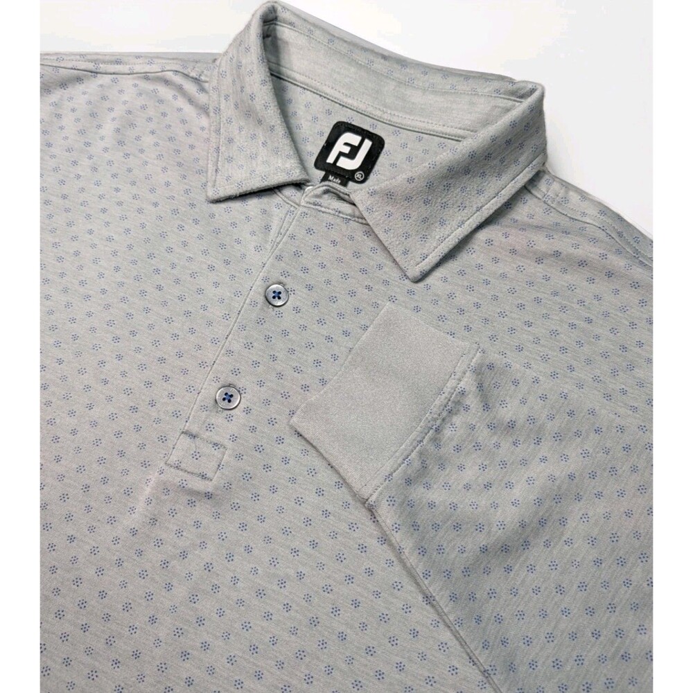 FootJoy Mens Long Sleeve Gray Print Polo Shirt Size XL Salem Glen Country Club